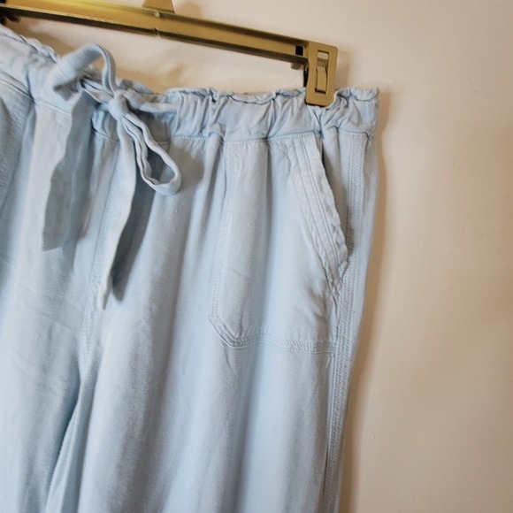 Rewash Brand Pants Capris So Buttery Soft Elastic Tie Waist Chambray Lightweight - Picture 1 of 10